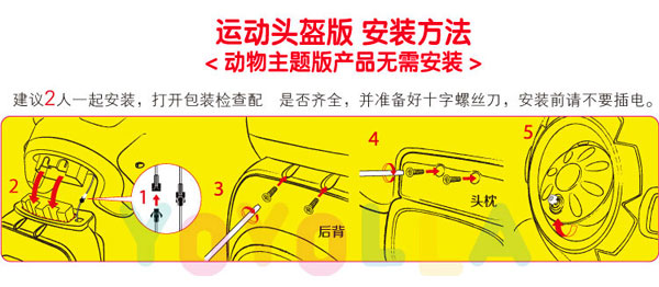 丛林豹豹车摇摇车头盔安装方法示意图