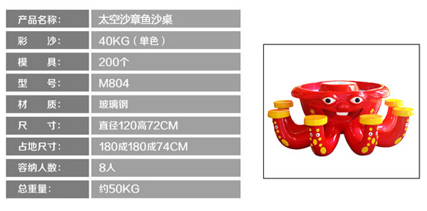 太空沙章鱼沙桌参数展示